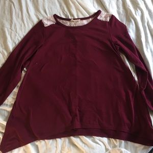 Red long sleeve with lace
